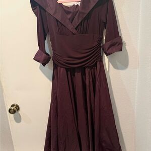 Jessica H Maroon Long Sleeve Dress